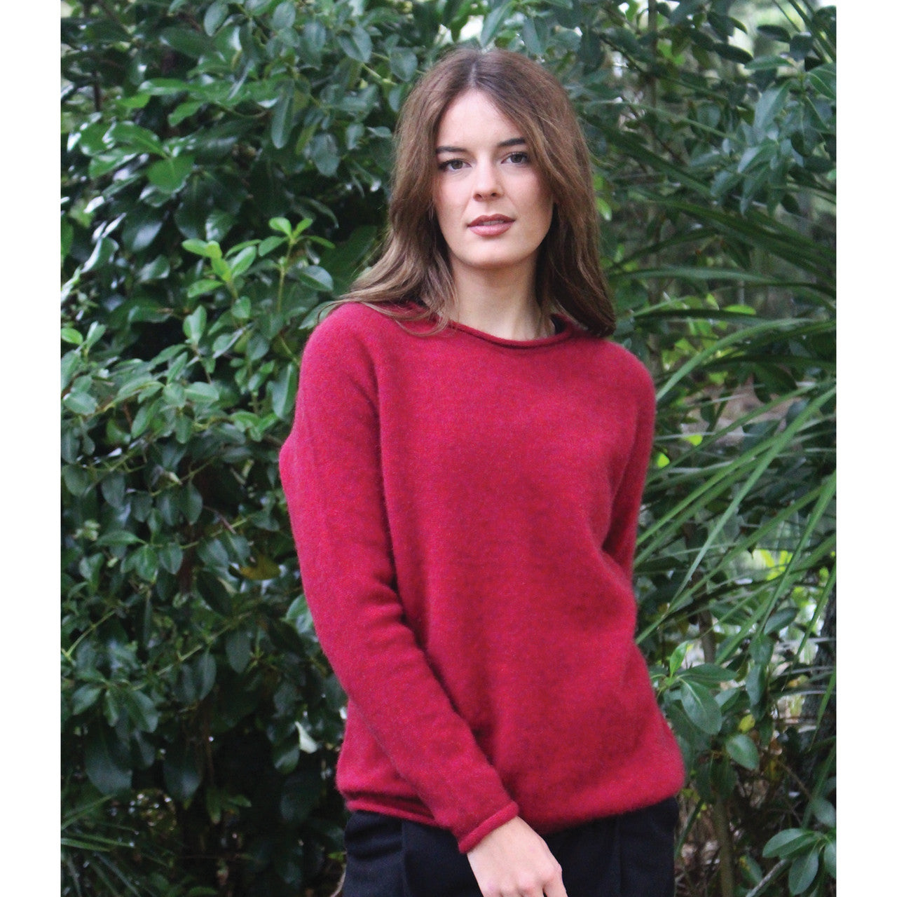 Lothlorian - Merino & Possum Scroll Jumper (9786) Raspberry