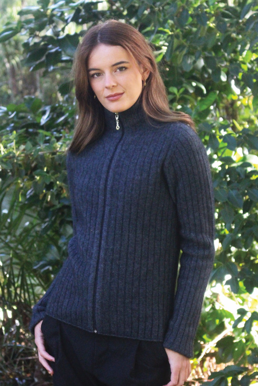 Lothlorian Merino - Possum Rib Jacket (9821)Charcoal