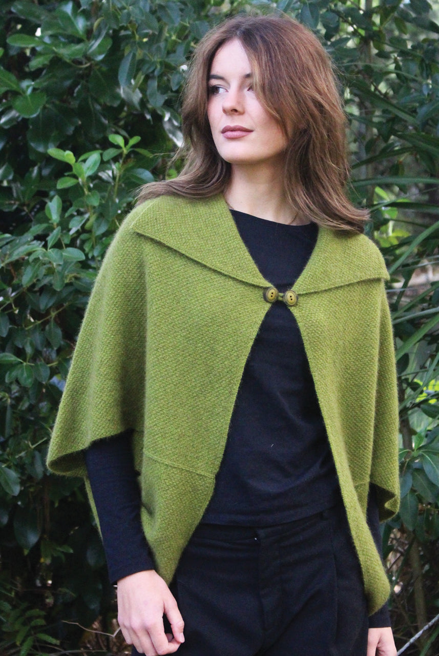 Lothlorian - Merino & Possum Weka Cape (9996) Olive.