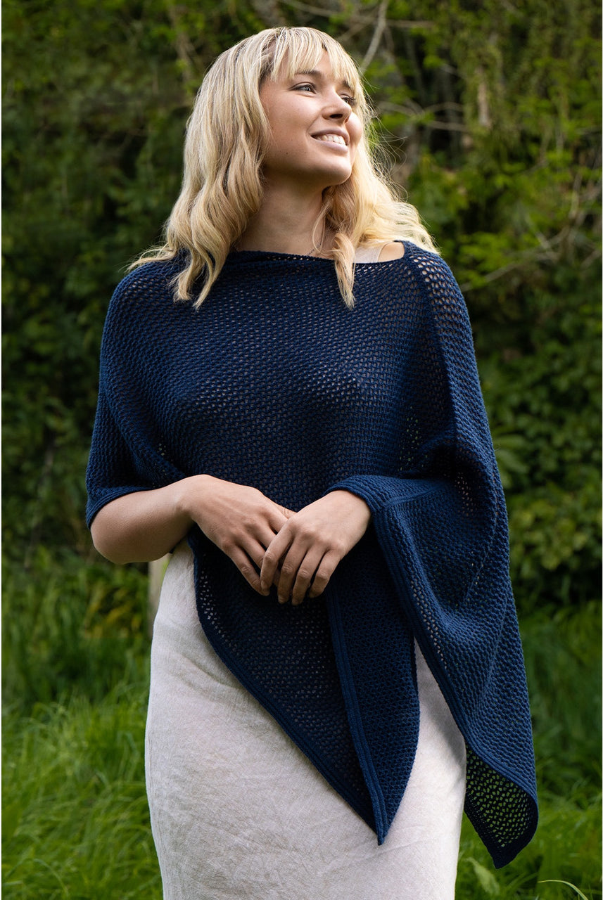 Lothlorian - Merino - Cotton Mesh Poncho (CM080) Cadet.