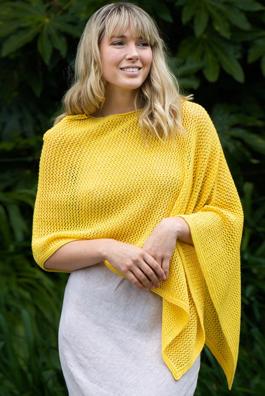 Lothlorian - Merino - Cotton Mesh Poncho (CM080) Buttercup.