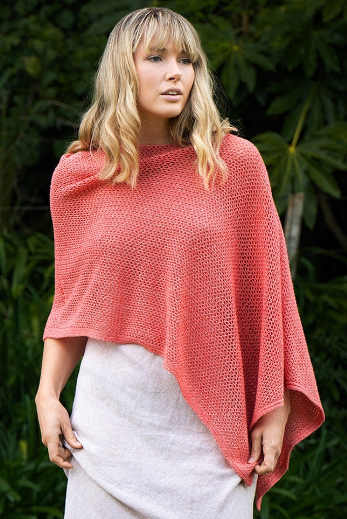 Lothlorian - Merino - Cotton Mesh Poncho (CM080) Coral.