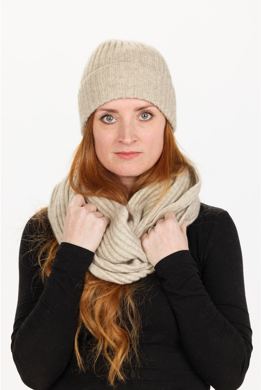 Native World - Possum & Merino Ribbed Loop Scarf (NX861) Natural