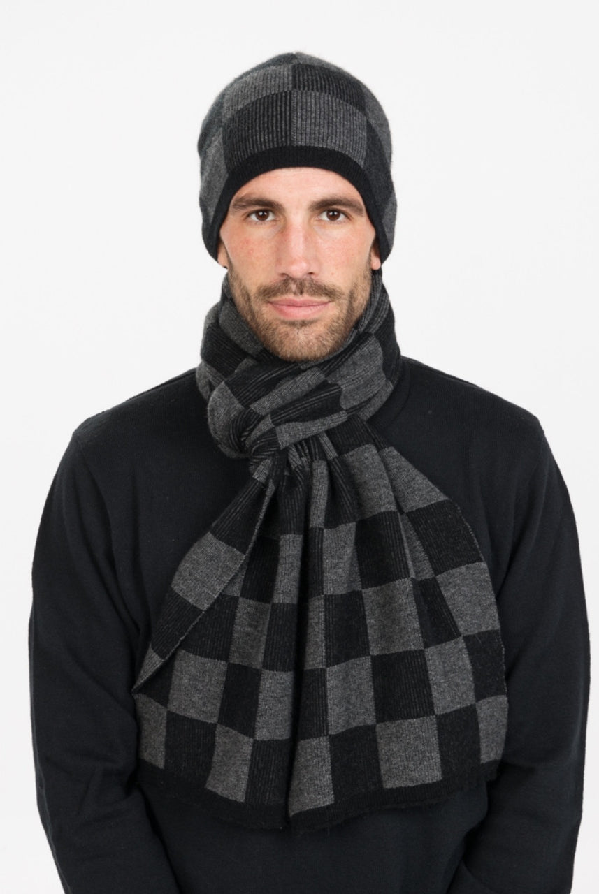 Native World - Merino & Possum Chequerboard Hat (NX874) Black