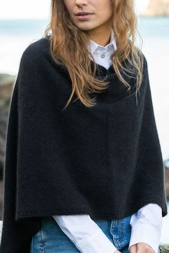 Woman wearing Noble Wilde - Merino & Possum North Cape (NW3086) in the colour Black.