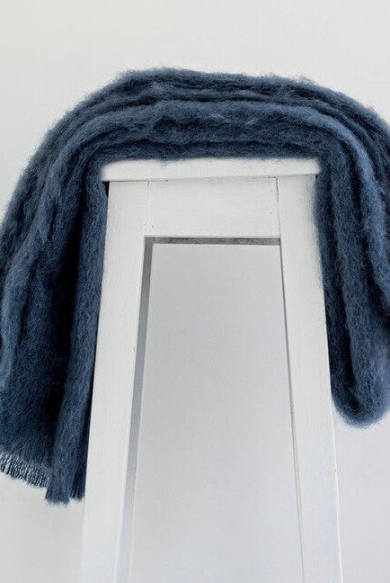 Indigo colour mohair rug