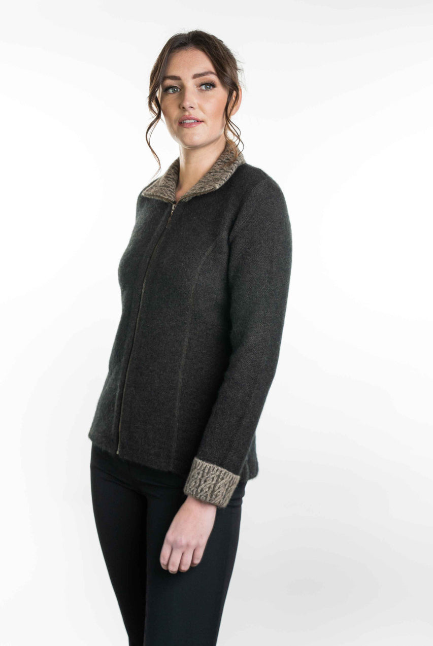 Koru Merino - Possum Two Tone Jacket (KO476)Espresso/Mocha