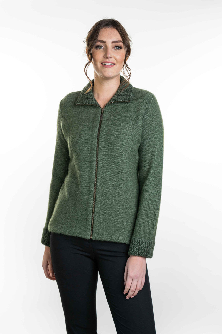 Koru Merino - Possum Two Tone Jacket (KO476)Moss/Blacl