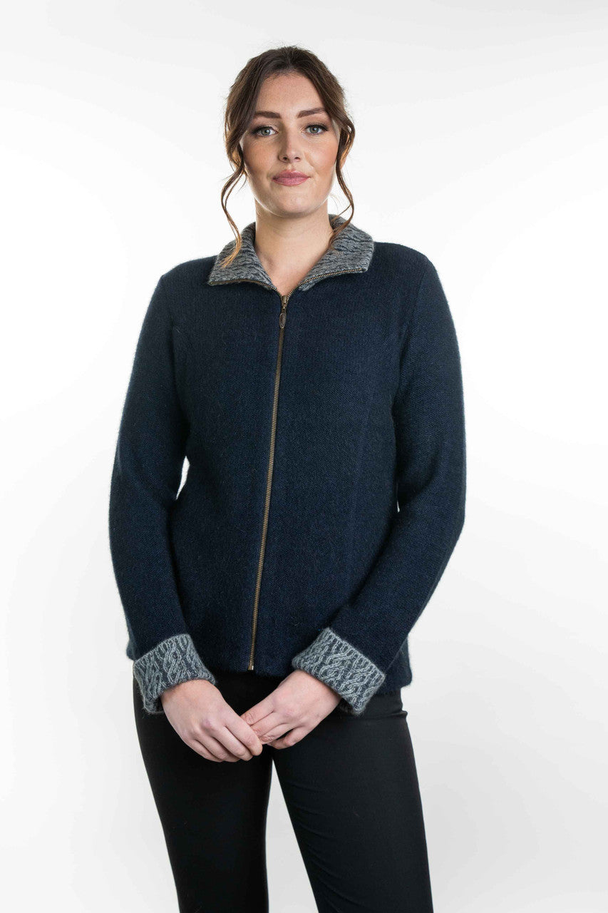 Koru Merino - Possum Two Tone Jacket (KO476)Navy/Mist