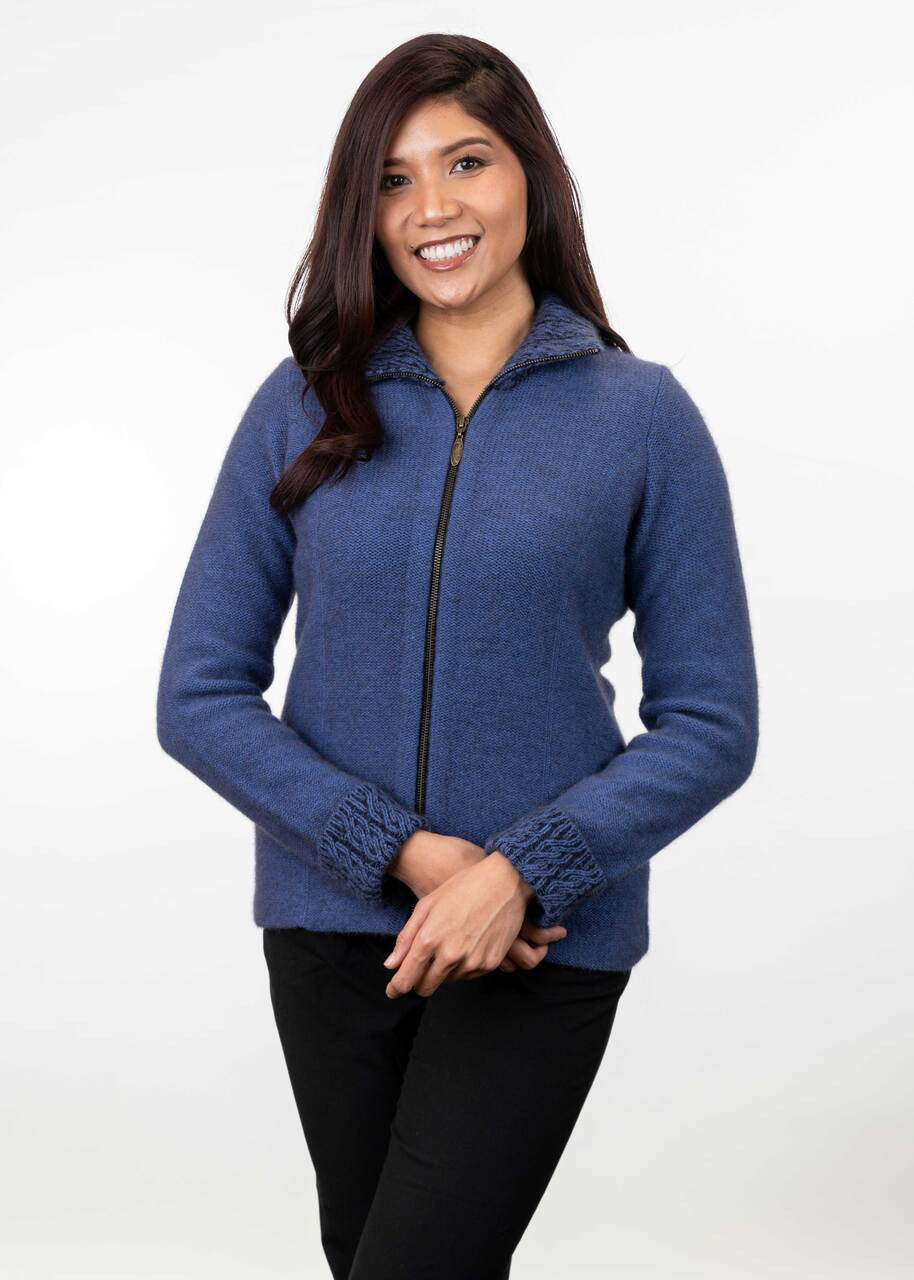 Koru Merino - Possum Two Tone Jacket (KO476)Periwinkle/Black