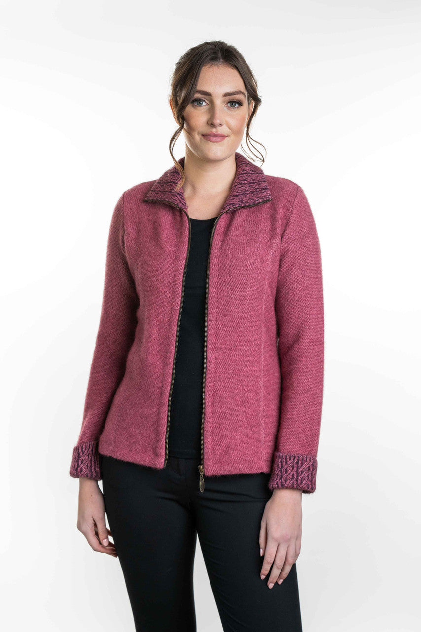 Koru Merino - Possum Two Tone Jacket (KO476)Rose/Grape