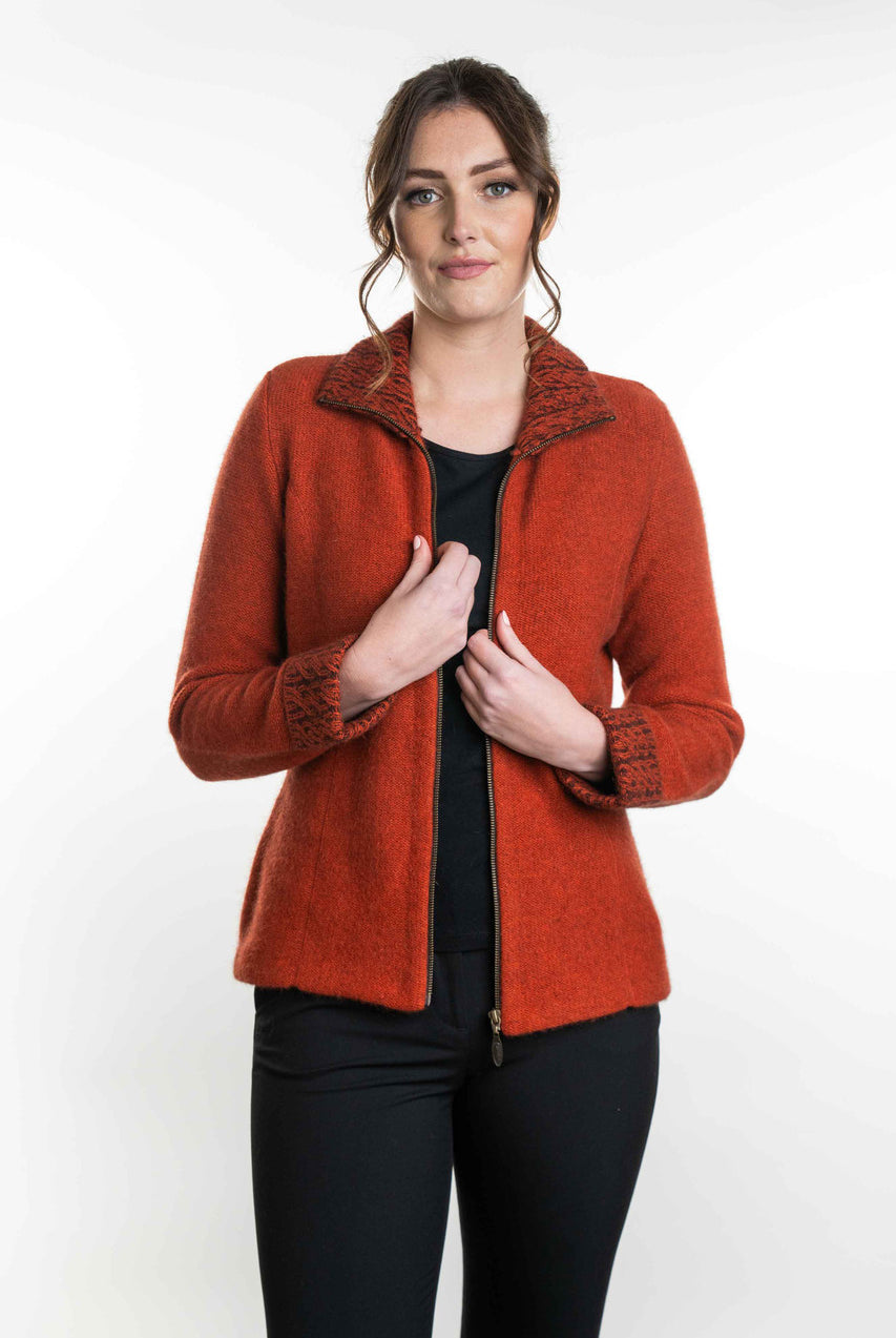 Koru Merino - Possum Two Tone Jacket (KO476)Sienna/Black