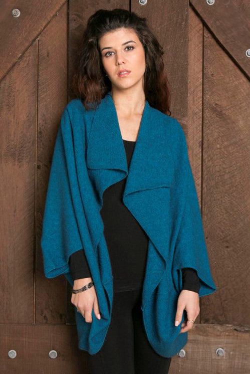 Koru Merino - Possum Moss Stitch Shrug (KO756)-Pacific