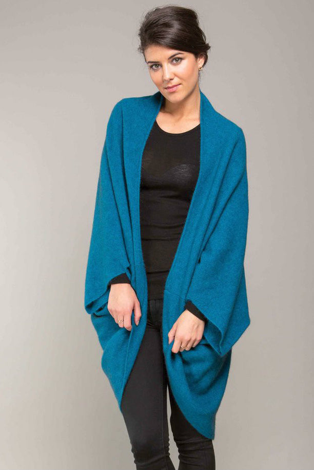Koru Merino - Possum Moss Stitch Shrug (KO756)-Pacific