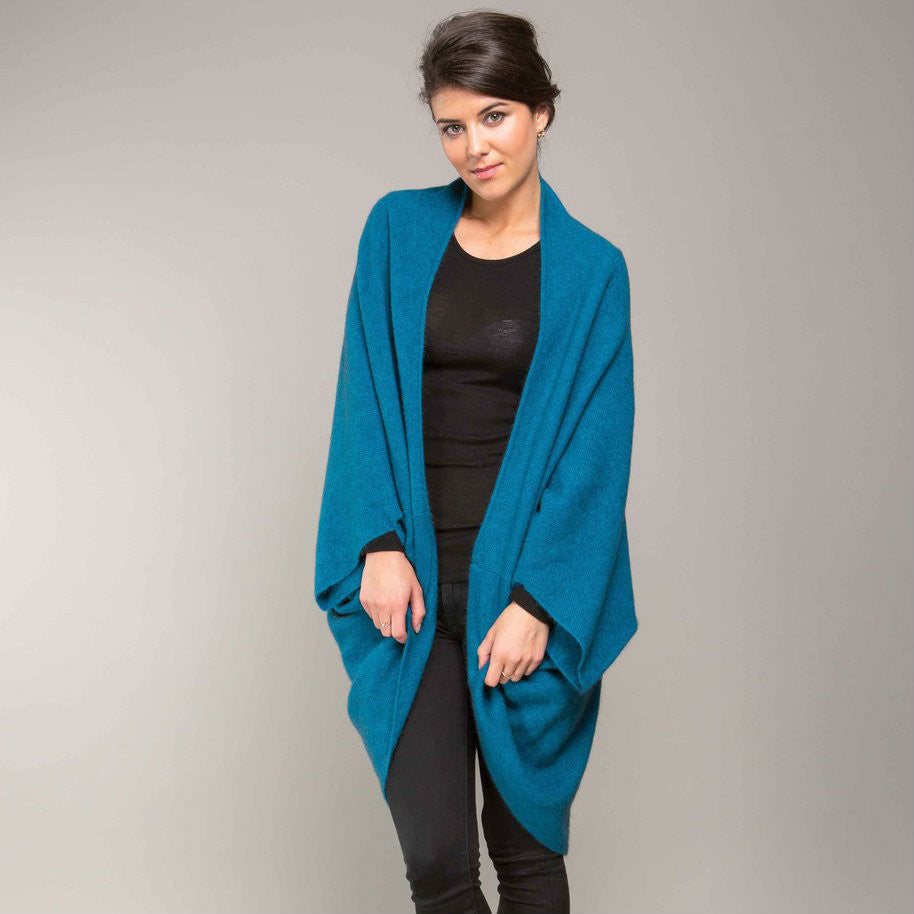 Koru Merino - Possum Moss Stitch Shrug (KO756)-Pacific