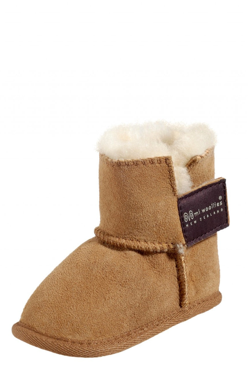 Mi Woollies - Infant Snuggs Sheepskin Booties (266-KIDS-SNUGGS) in the colour Walnut