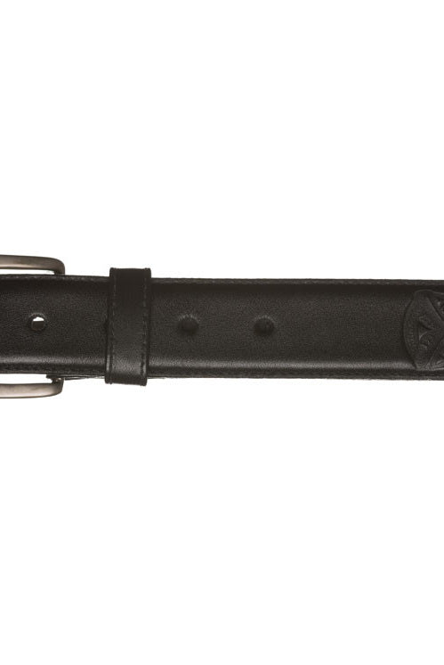 Kiwi Country embossed face leather belt in black leather colour.
