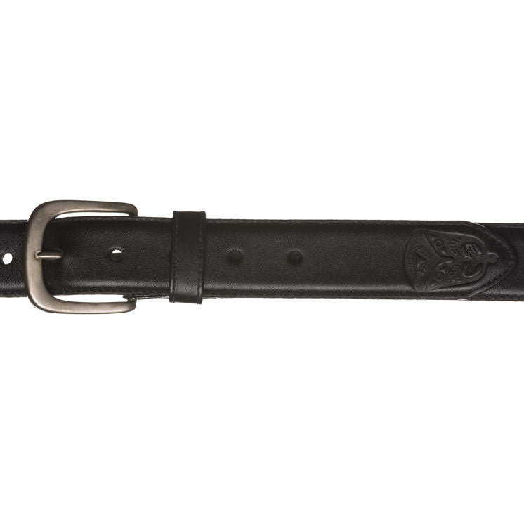 Kiwi Country embossed face leather belt in black leather colour.