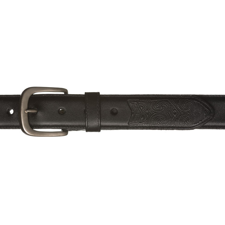 Kiwi Country embossed spear leather belt in black leather colour.