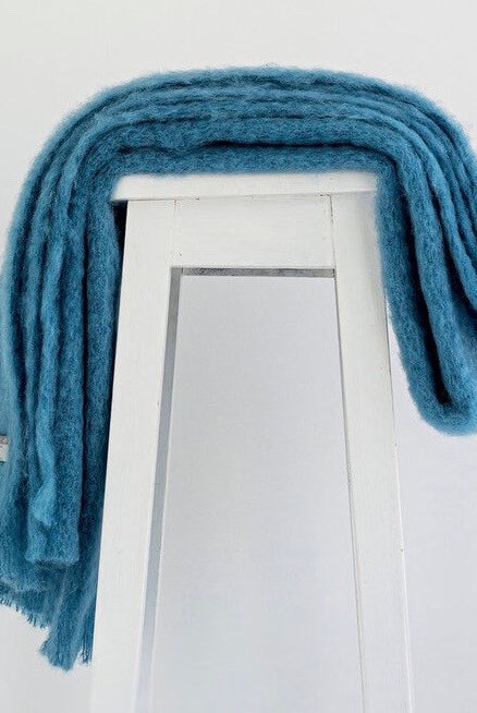 Lake colour mohair rug