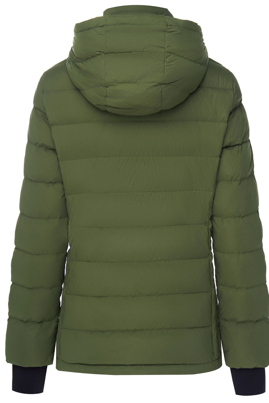 Garment shot of Moke - Lucy Cloud Touch Packable Down Jacket (LUCY) in the colour Olive.