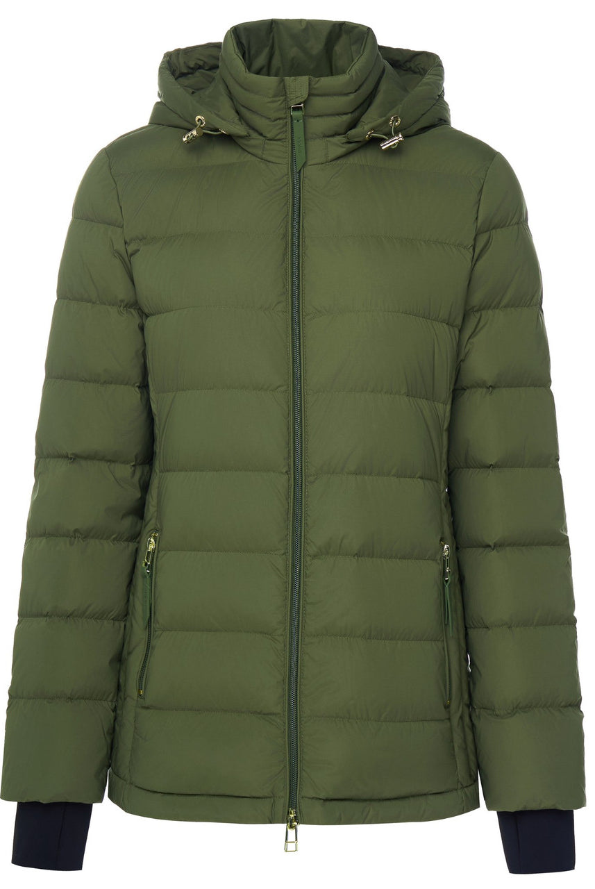 Garment shot of Moke - Lucy Cloud Touch Packable Down Jacket (LUCY) in the colour Olive.