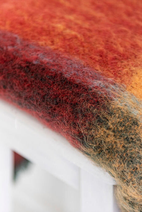 Close up of Picasso plaid mohair blanket