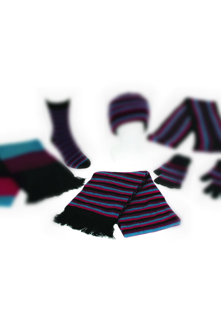 Lothlorian - Merino Possum Multi Striped Scarf (9951)