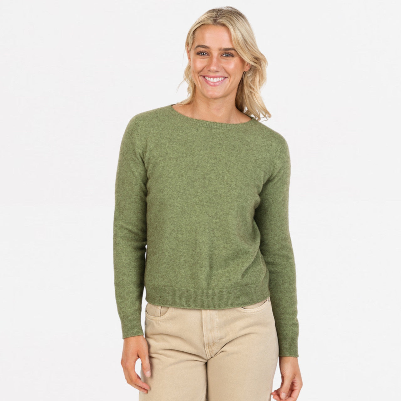 Native World - Merino & Possum Classic Crop Sweater (NB870) Pistachio