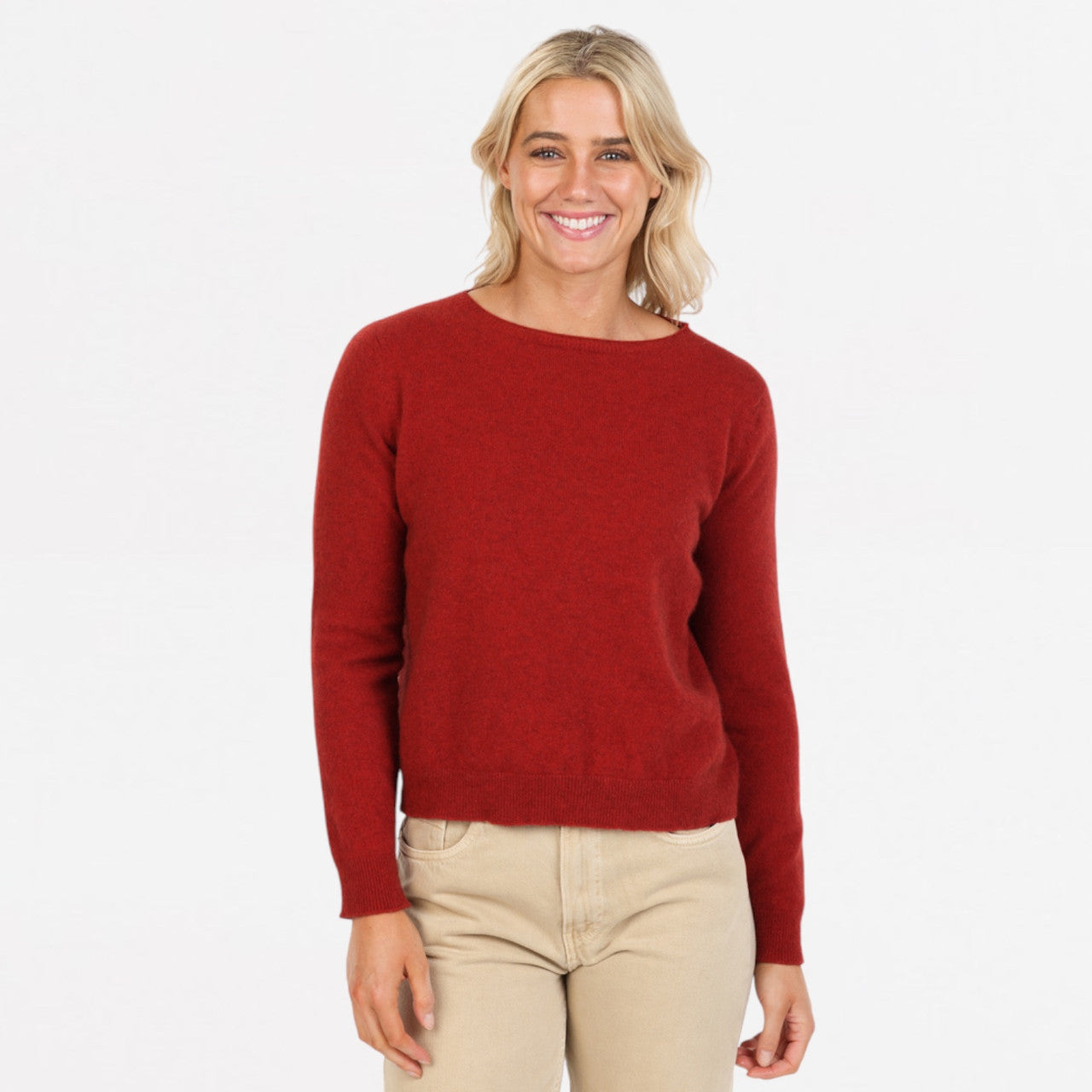 Native World - Merino & Possum Classic Crop Sweater (NB870) Scarlet
