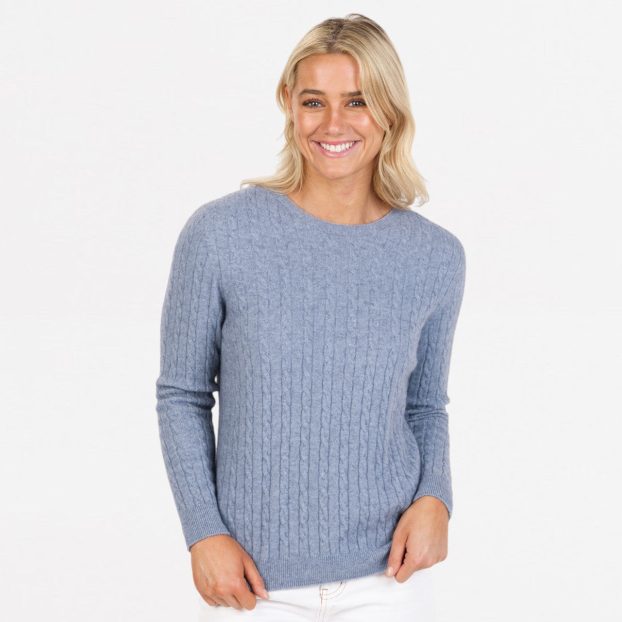 Native World - Merino & Possum Classic Cable Sweater (NB885) Crystal