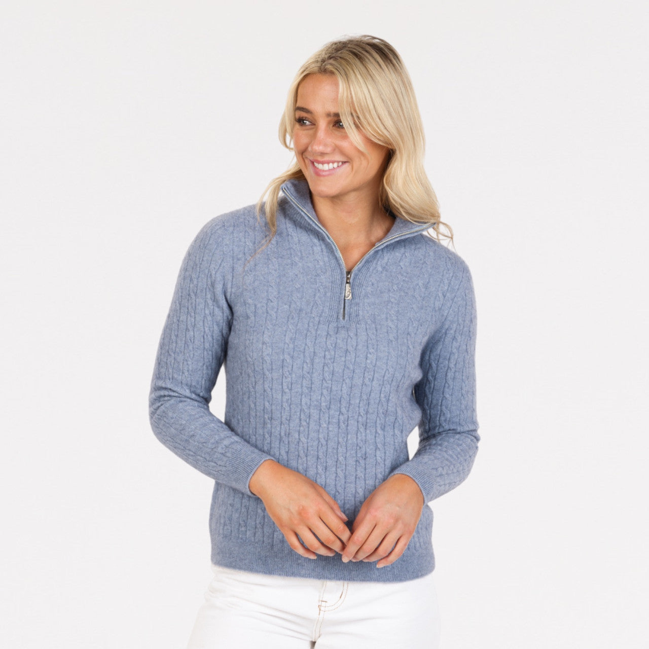 Native World - Merino and Possum Cable Half Zip Sweater (NB900) Pistachio