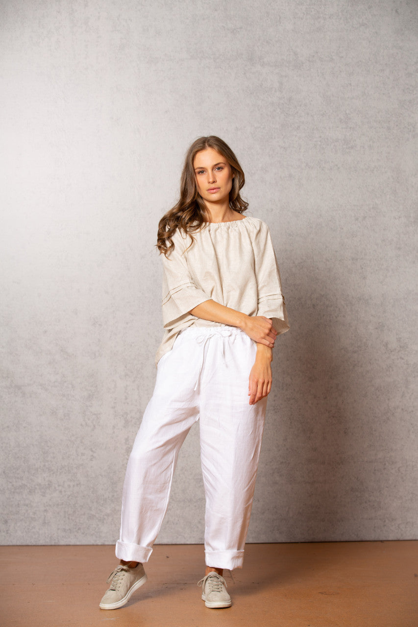 Sand Top & White Pants