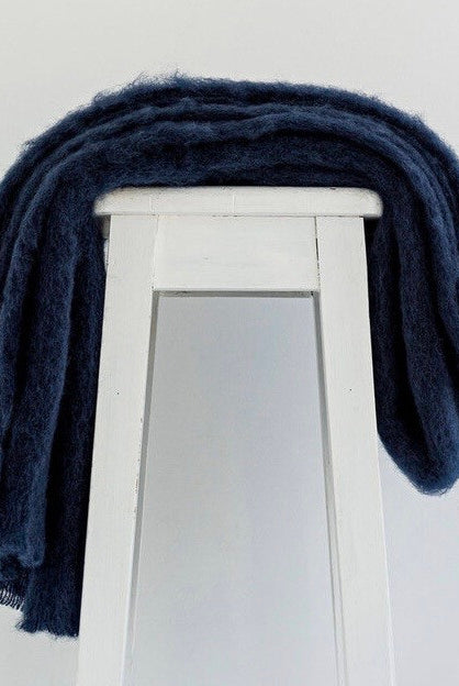Navy colour mohair rug