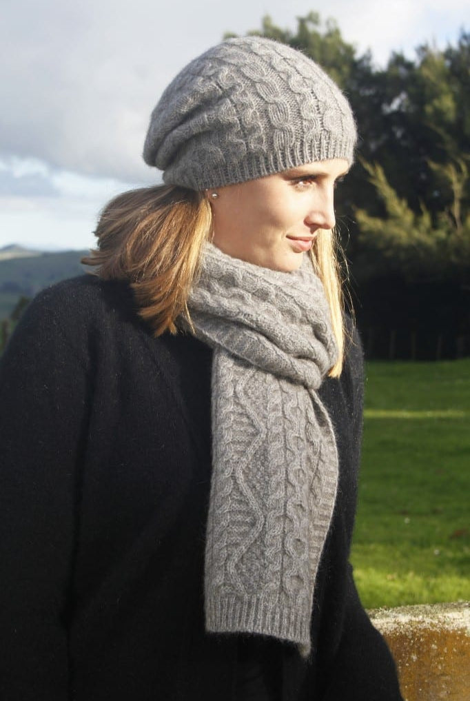 Silver colour scarf and beanie