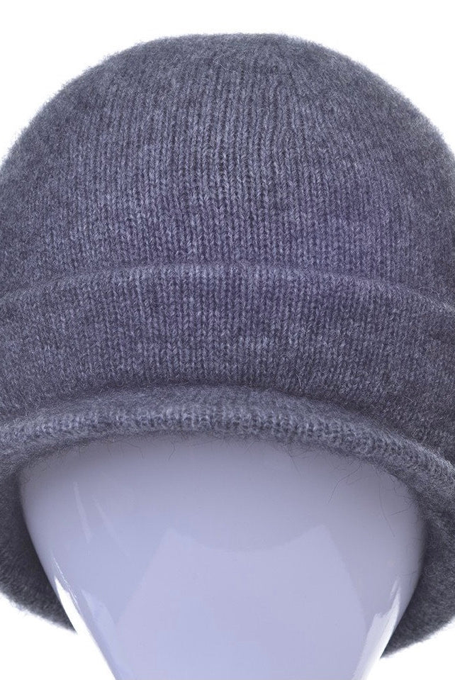 Merino and Possum Cap with Peak in colour pewter