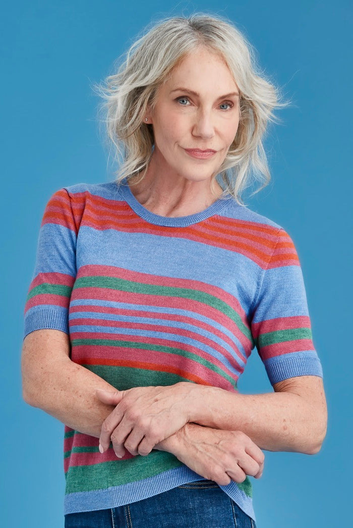 Woman wearing Royal Merino - Variegated Crew T-Shirt (RM3018) in the colour Marble