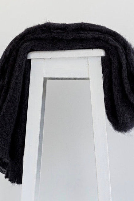 Raven colour mohair rug