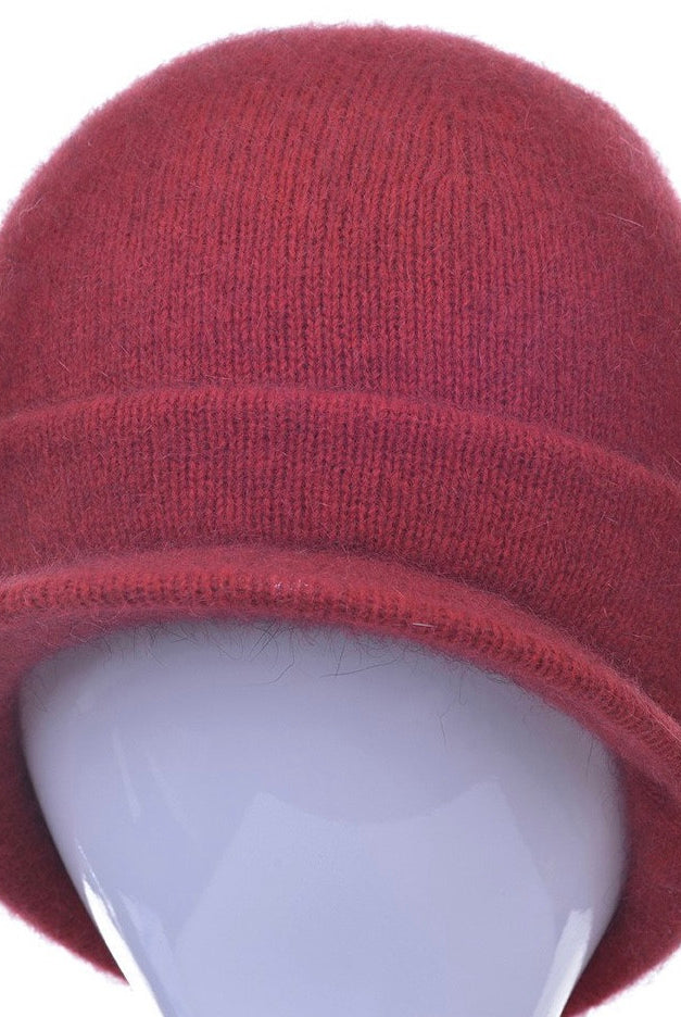 Merino and Possum Cap with Peak in colour red