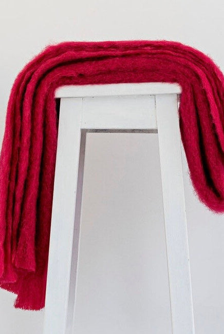 Scarlet colour mohair rug