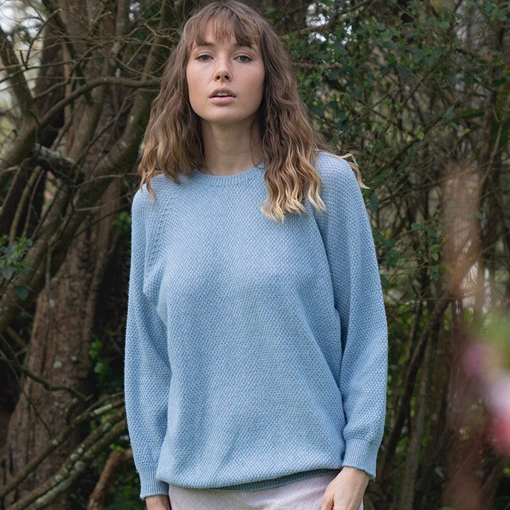 Lothlorian - Cotton & Merino Penny Textured Jumper (CM102) in Sky