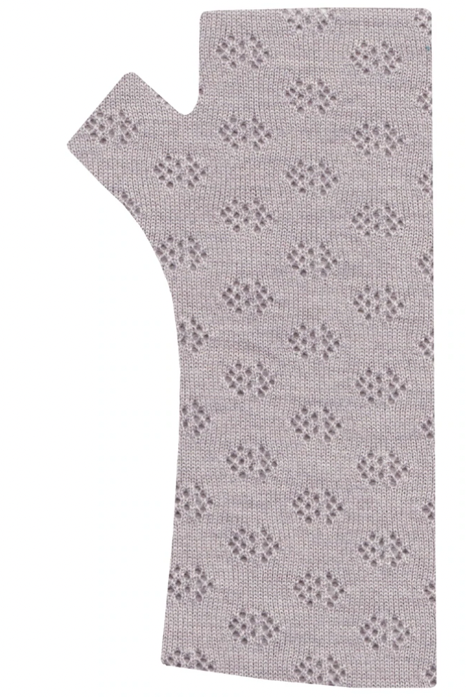 Kate Watts- Printed Merino Glovelets (Double Arrow Print)Silver