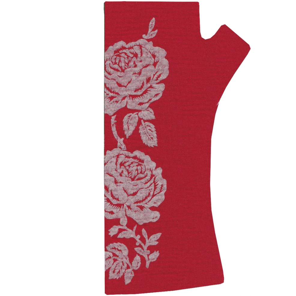 Kate Watts- Printed Merino Glovelets (Red w Cream Vintage Rose Print)
