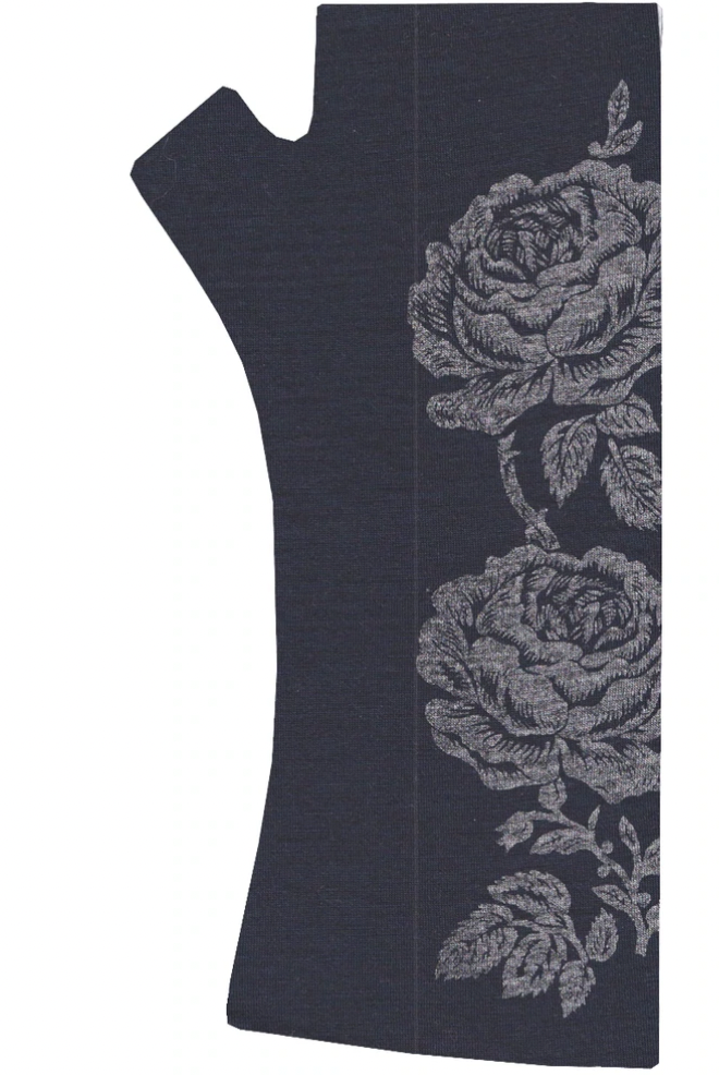 Kate Watts- Printed Merino Glovelets (Ink w Lead Vintage Rose Print)