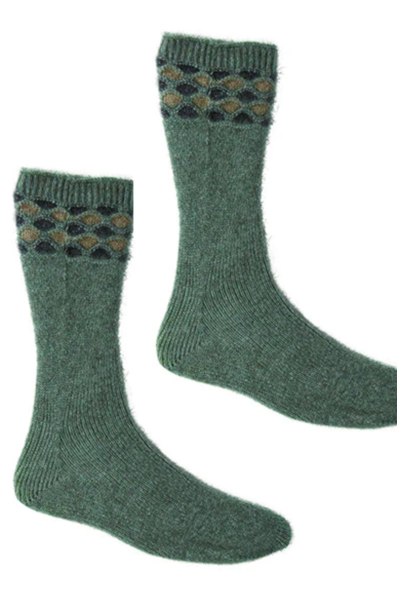 McDonald - Possum & Merino Wave Trim Socks (633)Mint