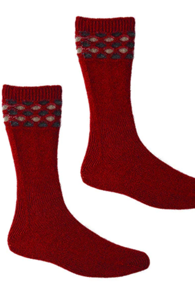 McDonald - Possum & Merino Wave Trim Socks (633)Red
