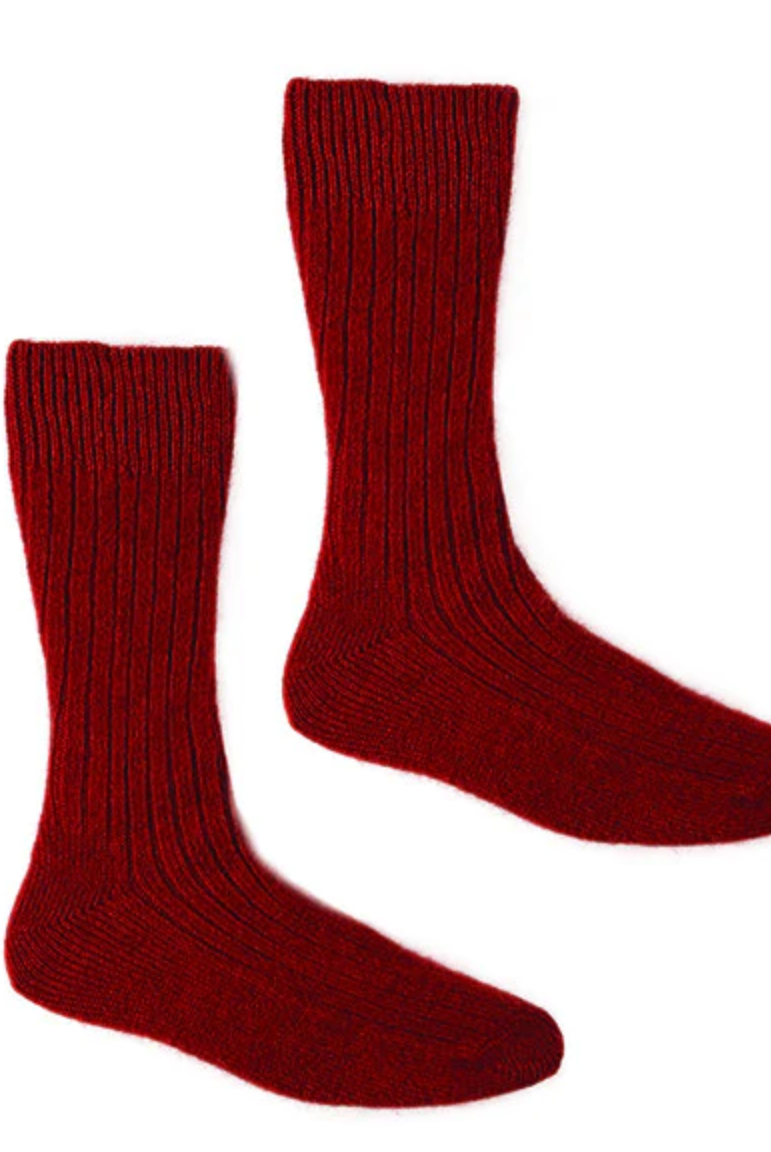 McDonald - Possum & Merino Ribbed Sock (634/)Red