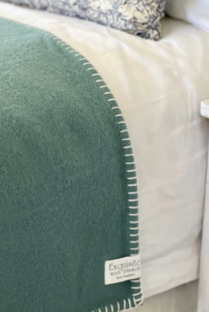 Exquisite - King Wool Blanket-Pale Sea