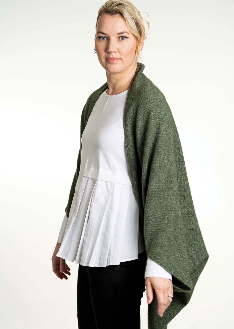 Koru Merino - Possum Moss Stitch Shrug (KO756)-Moss