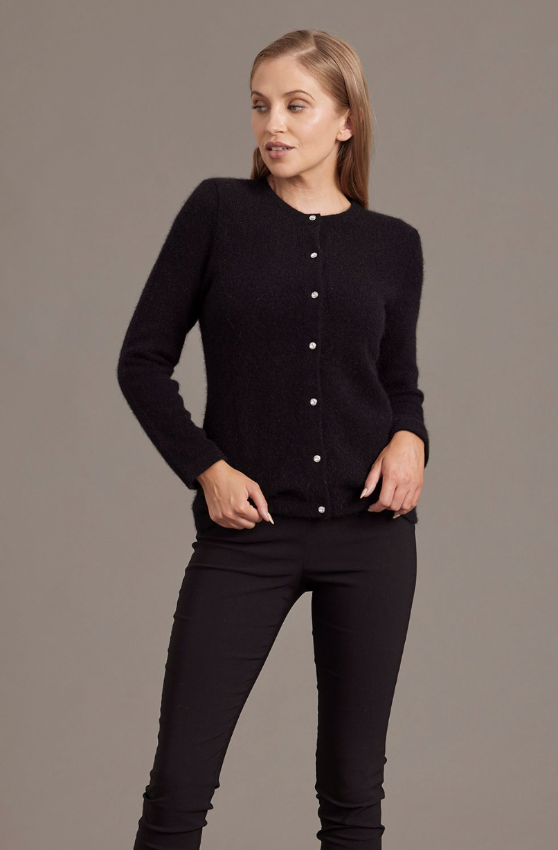 McDonald - Possum & Merino Cardigan with Swarovski Buttons (6110)Black